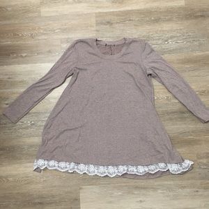 Long sleeve lace bottom tunic